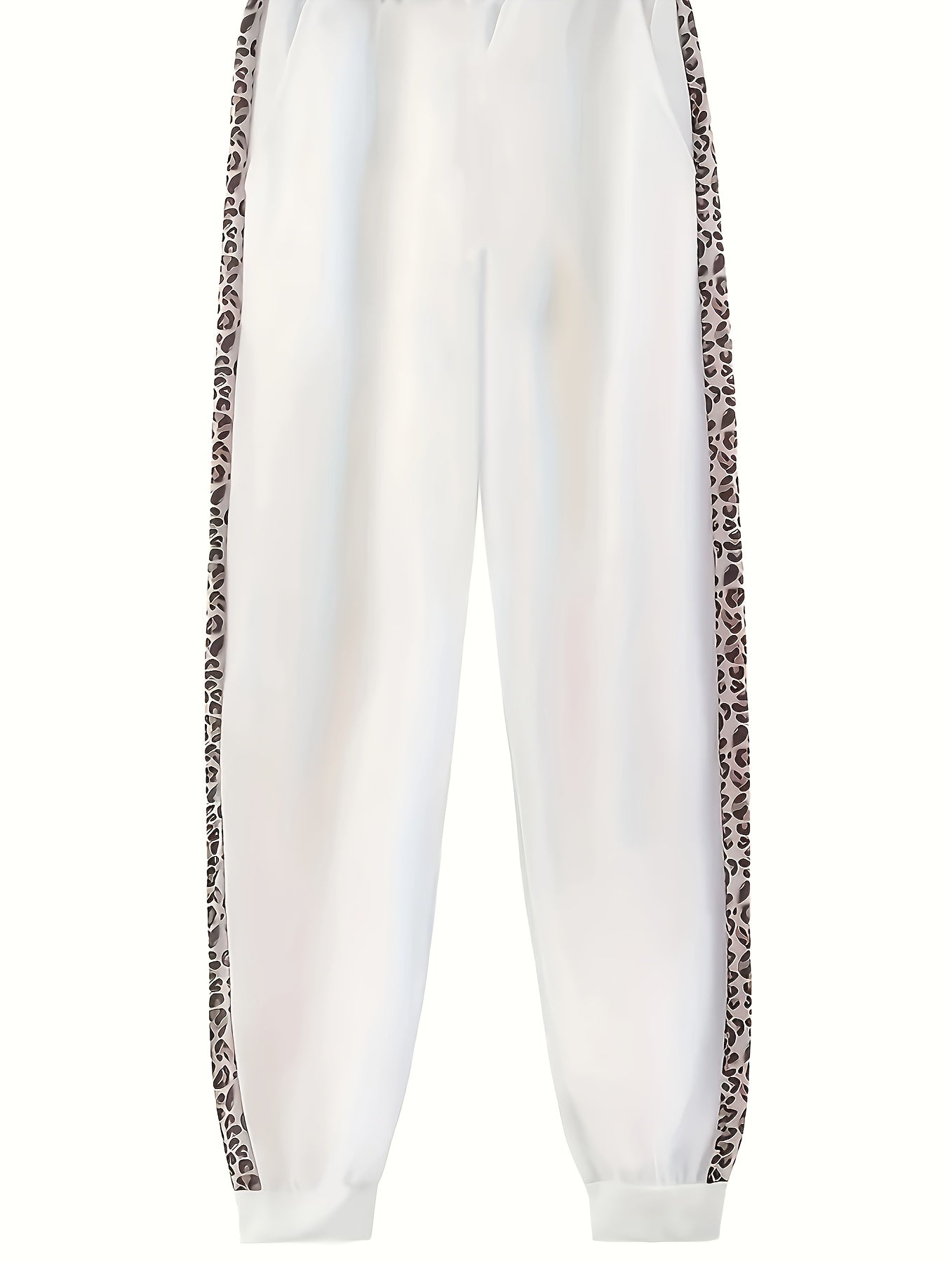 Elegant Leopard Print Two Piece Set With Zip Up Hoodie