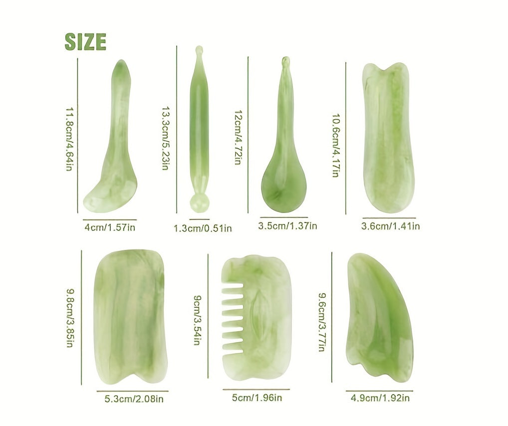 7pcs Natural Gua Sha Set, Scraping Massage for Facial