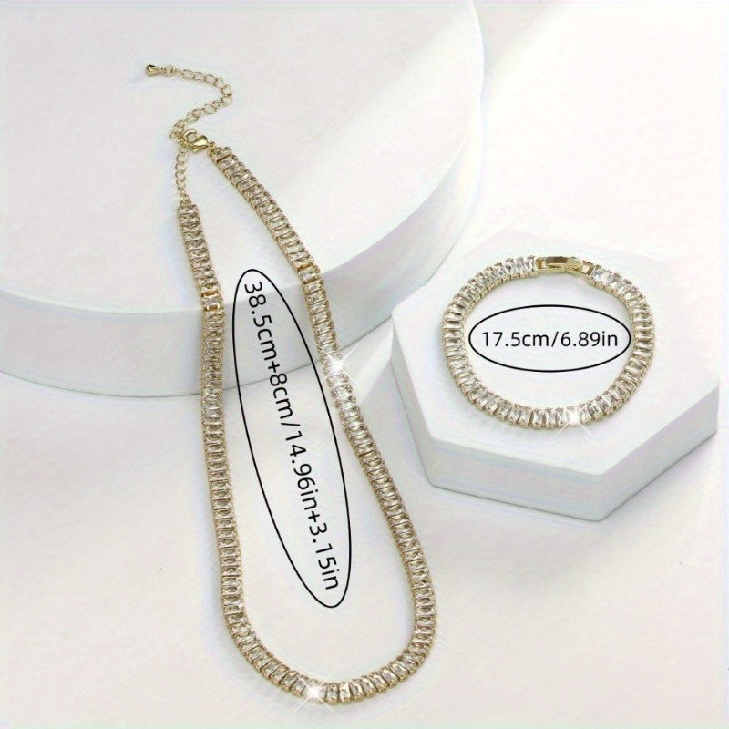 Elegant S925 Silver Bracelet And Necklace Set With Natural Stones