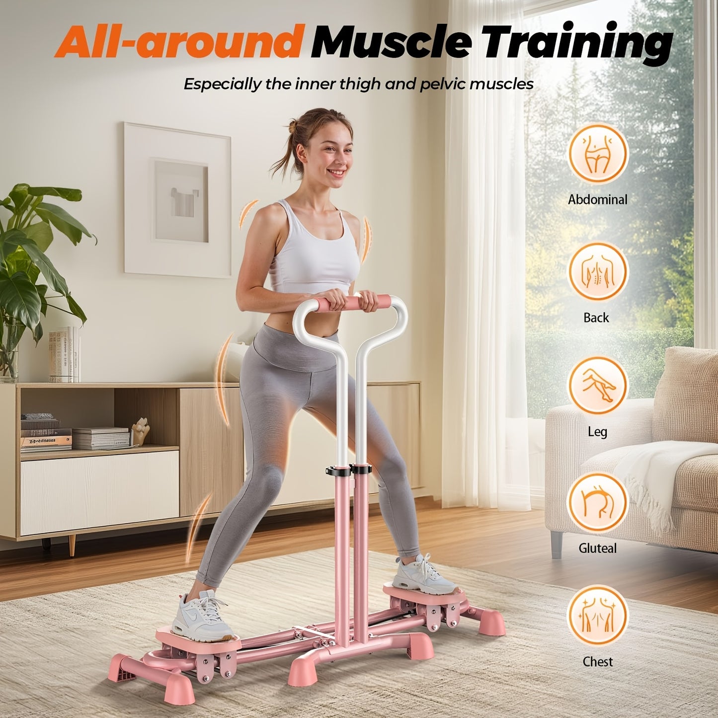 Pink Ski Stepper Trainer, 300lb Load Capacity