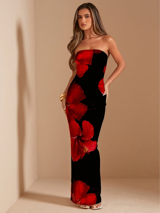 Elegant Floral Off Shoulder Bodycon Dress For Party