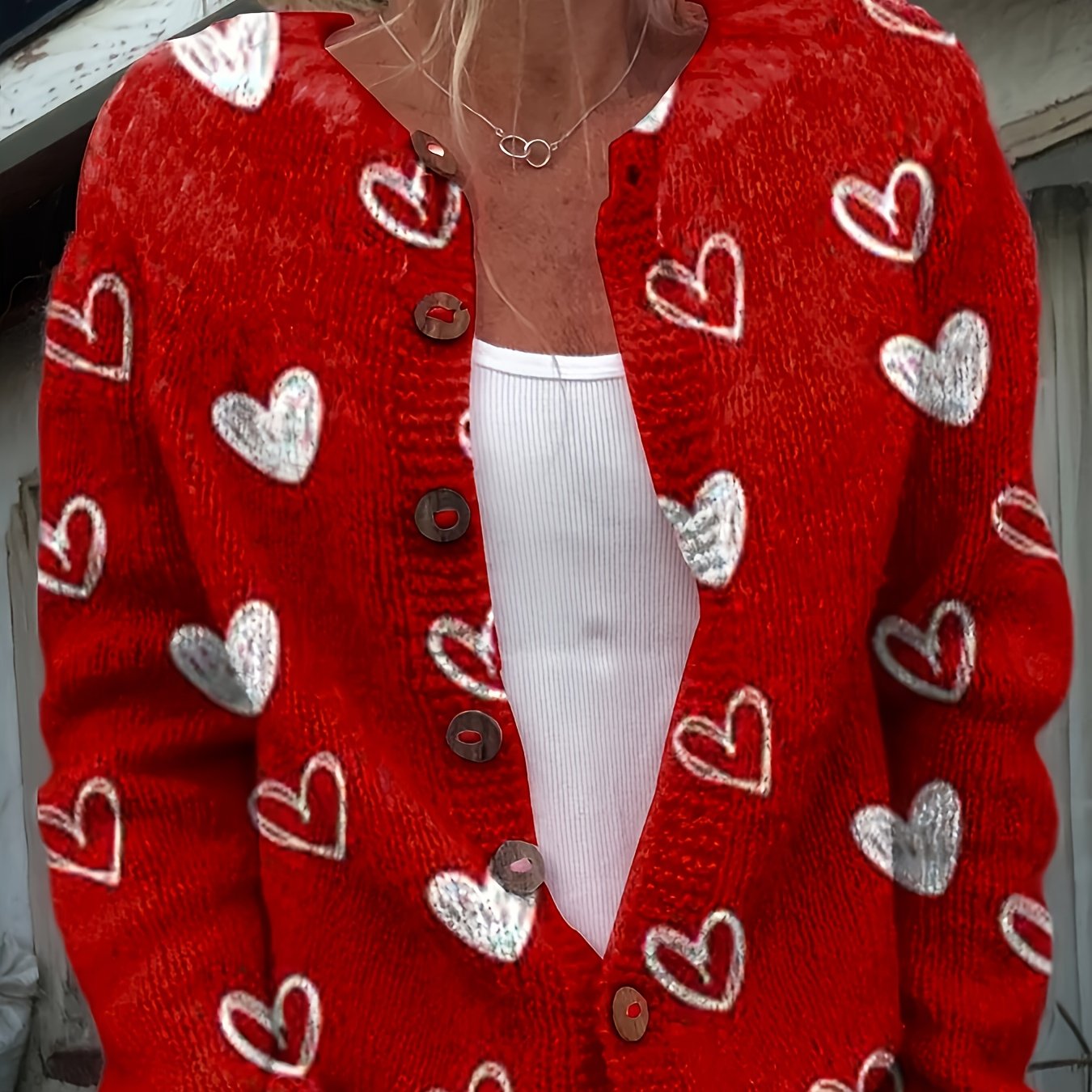 Womens Casual Printed Button Front Lightweight Knit Cardigan