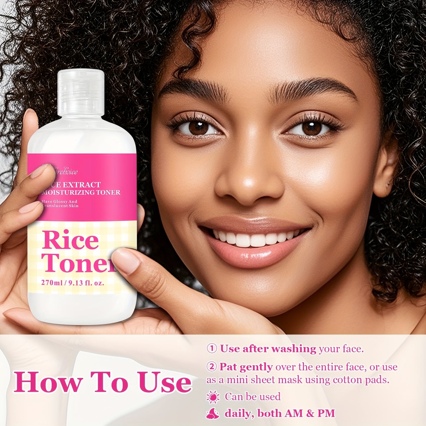 Rice Toner For Glass Skin - Korean Fermented Essence With Hyaluronic Acid & Oat Extract, Water Lock And Moisturizing, Alcohol-Free, 9.13 Fl Oz