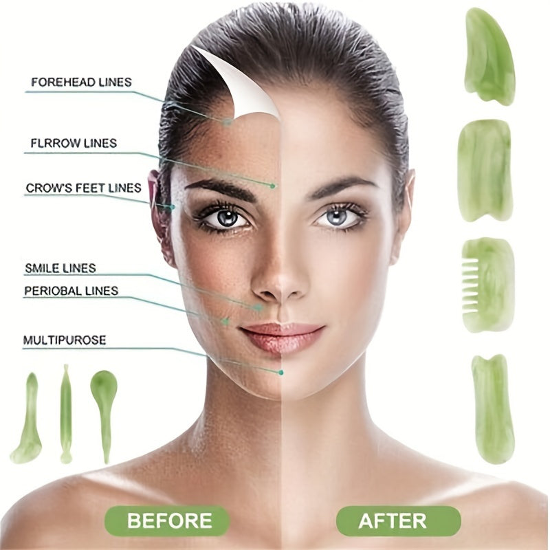 Natural Resin Gua Sha Set 7 Pieces for Face and Body