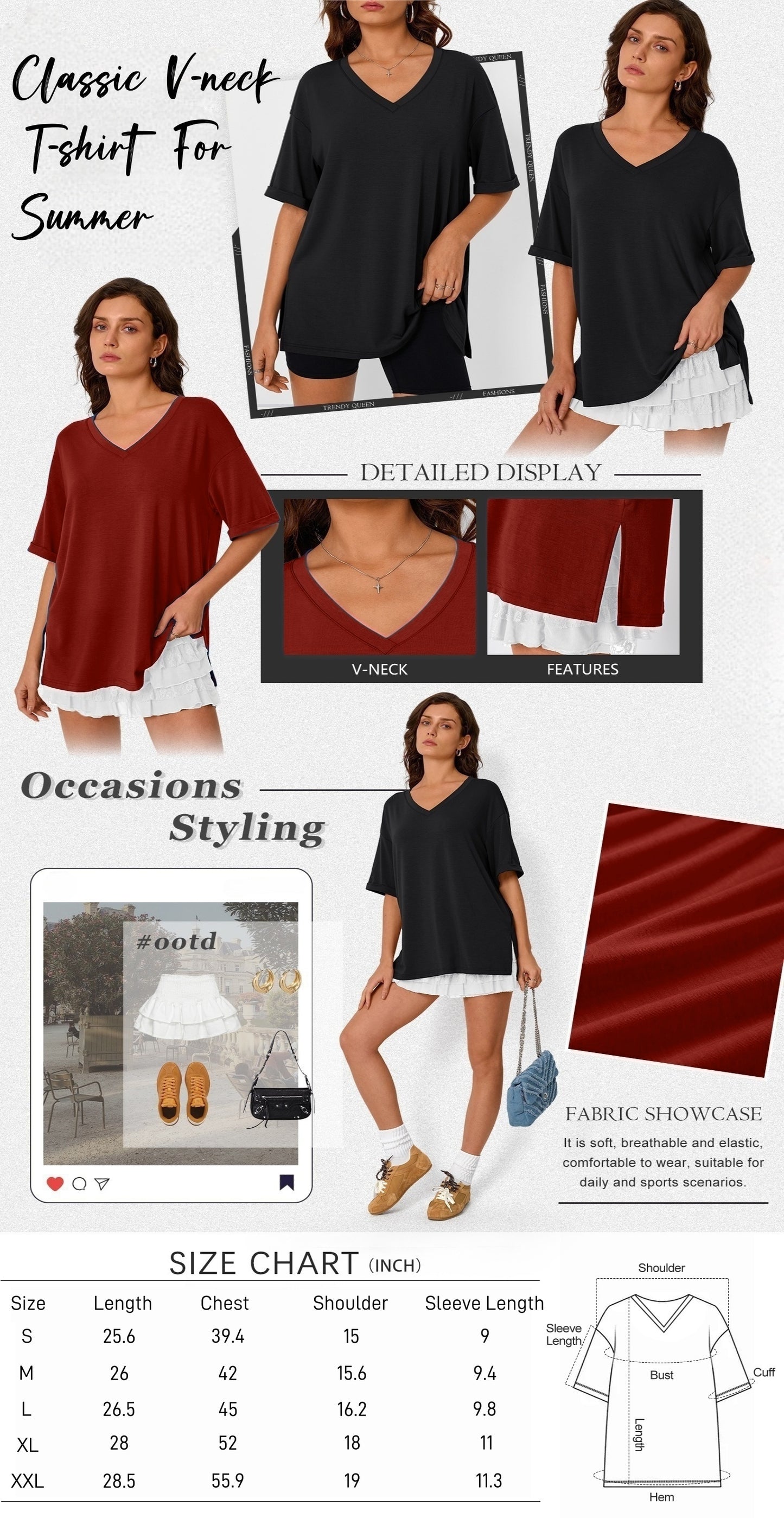 Versatile Women's V-Neck T-Shirt 3-Pack for Everyday Wear