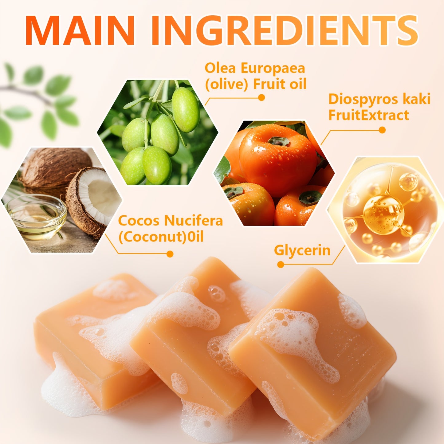 Persimmon Body Soap Bar For Odor Control Moisturizing