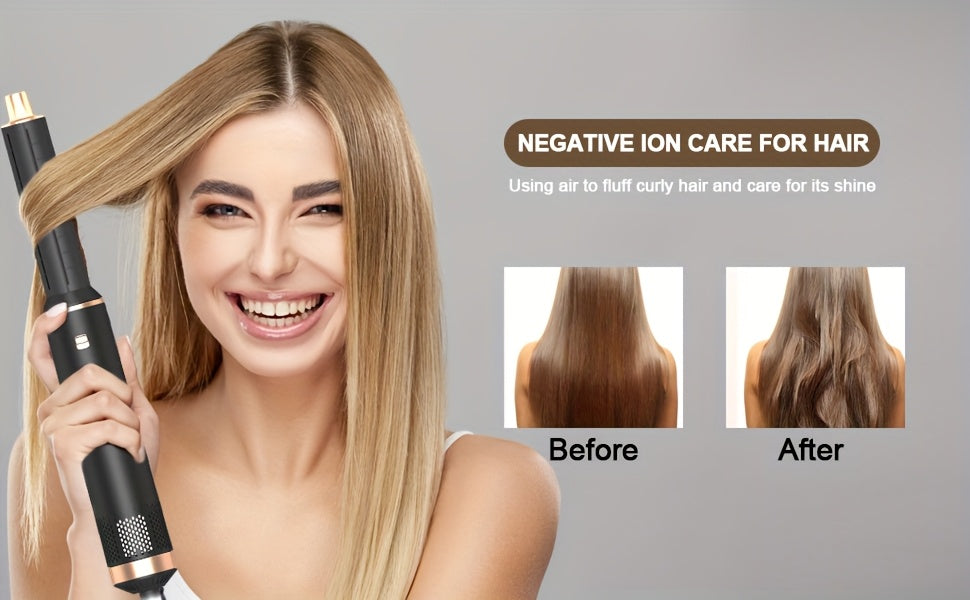 Blow Dryer Brush 5in 1, Negative Ion Hair Dryer Brush Set Air Styler Curling Wrap Air Curler, Upgrade Hot Air Brush Curling Iron Hair Styling Tools As A Gift for Straight/Curl/Drying/Smoothing,  Multifunctional Styler, Lightw