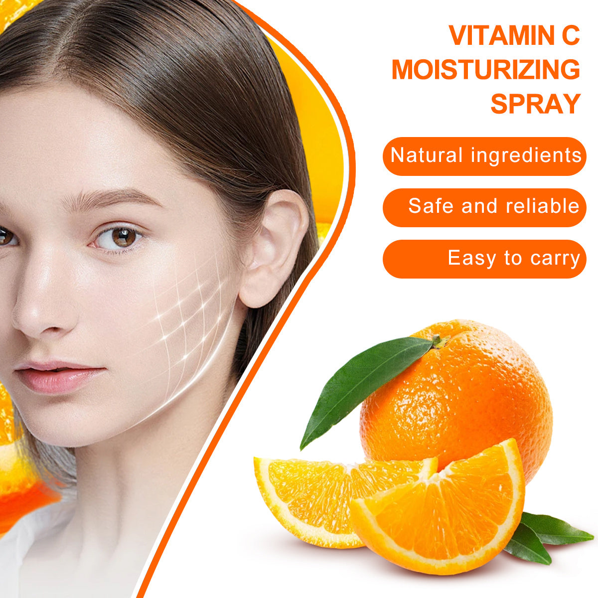 Vitamin C Moisturizing Spray Rich In Vitamin C Hydrating And Moisturizing Light Beige Spray Keeps Away From Dryness Suitable for All Light Beige Types Perfect Christmas Gift