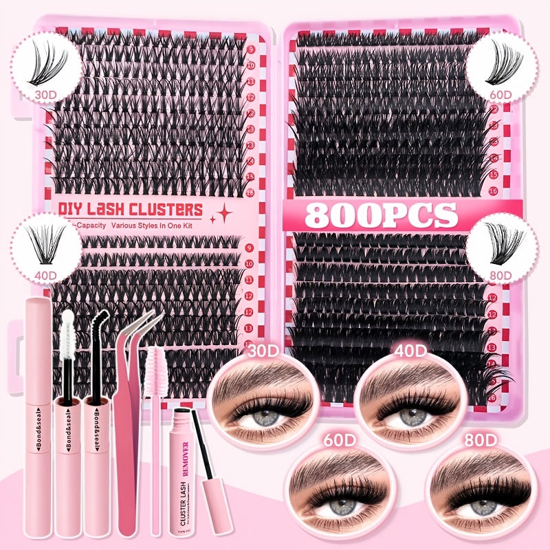 Eyelash Extension Kit with D-Curl Doll, Cross, Cluster
