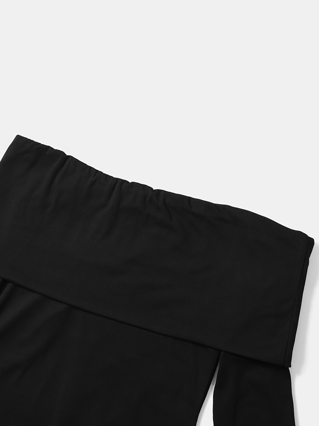 1pc Elegant French Knit Dress for Women, Casual Off-Shoulder Long Dress, Polyester Fiber, Solid Color, Slim Fit, Spring/Autumn Season, Adult - 180g/m² Lightweight Fabric