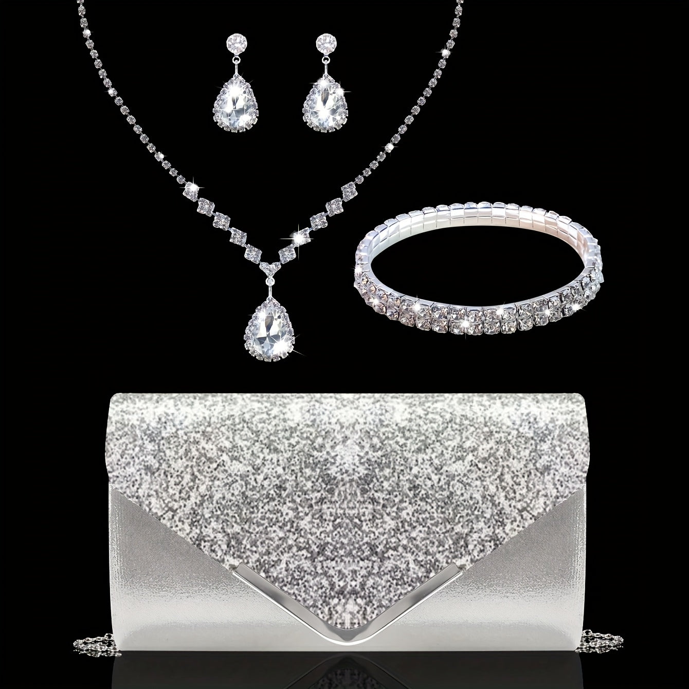 Elegant Rhinestone Evening Bag And Accessory Set For Occasions