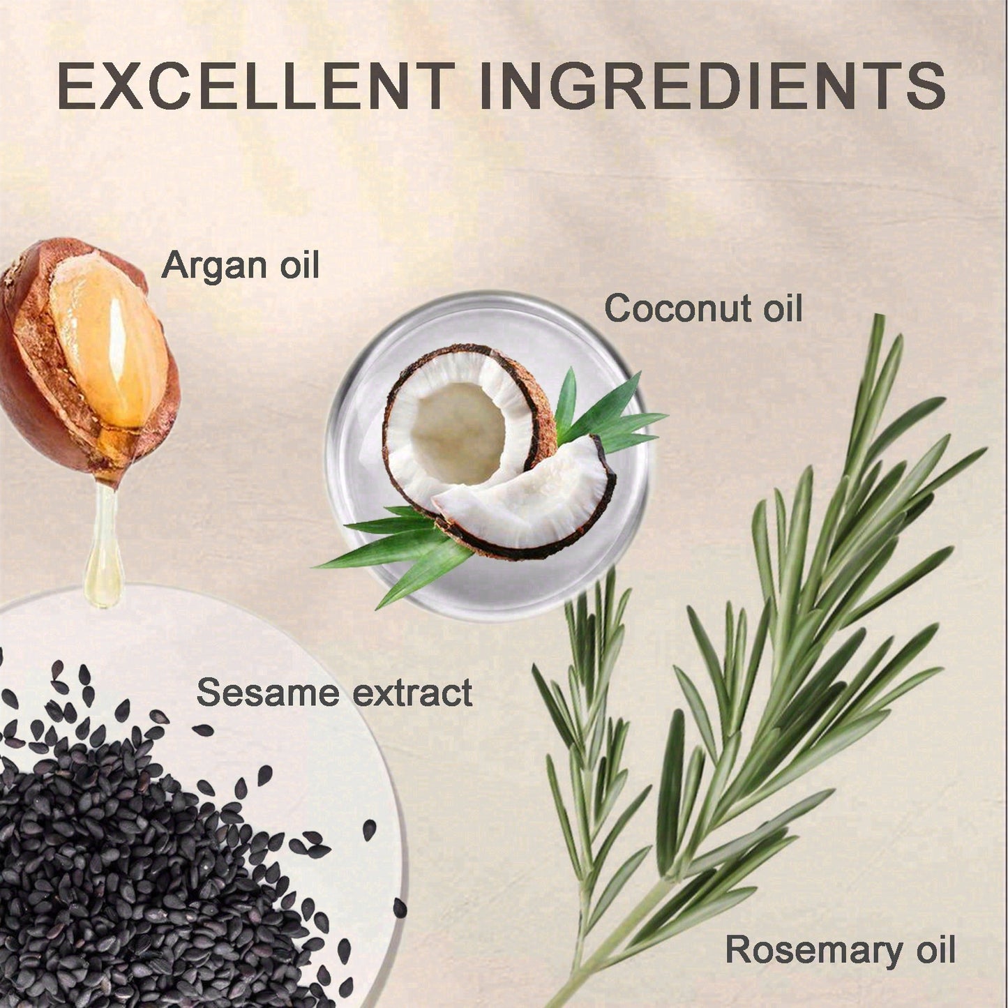 3.4oz Rosemary Herbal Hair Oil with Coconut Oil and Argan Oil For dry and damaged hair, moisturizes scalp and hair, providing long-lasting softness and moisture.Make thin hair look thicker