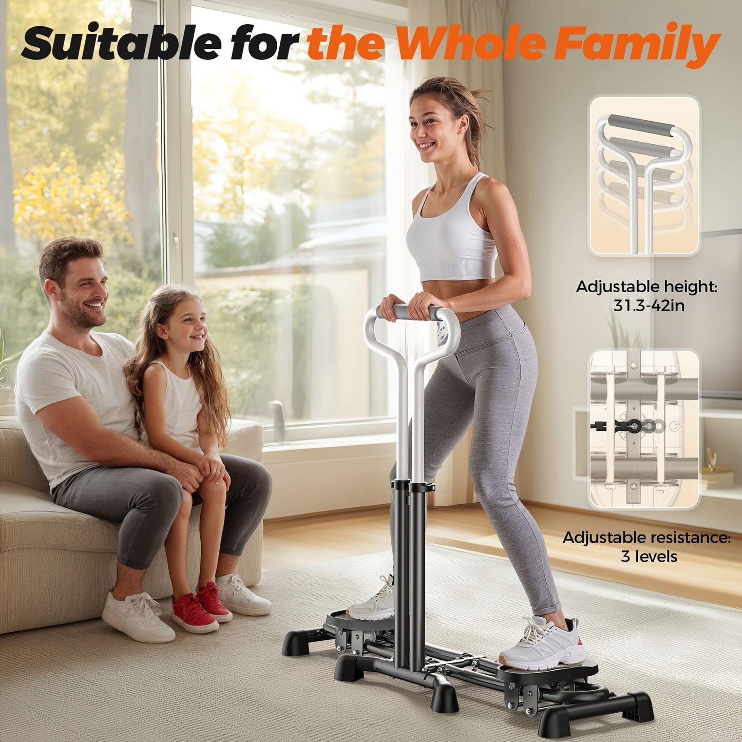 Pink Ski Stepper Trainer, 300lb Load Capacity