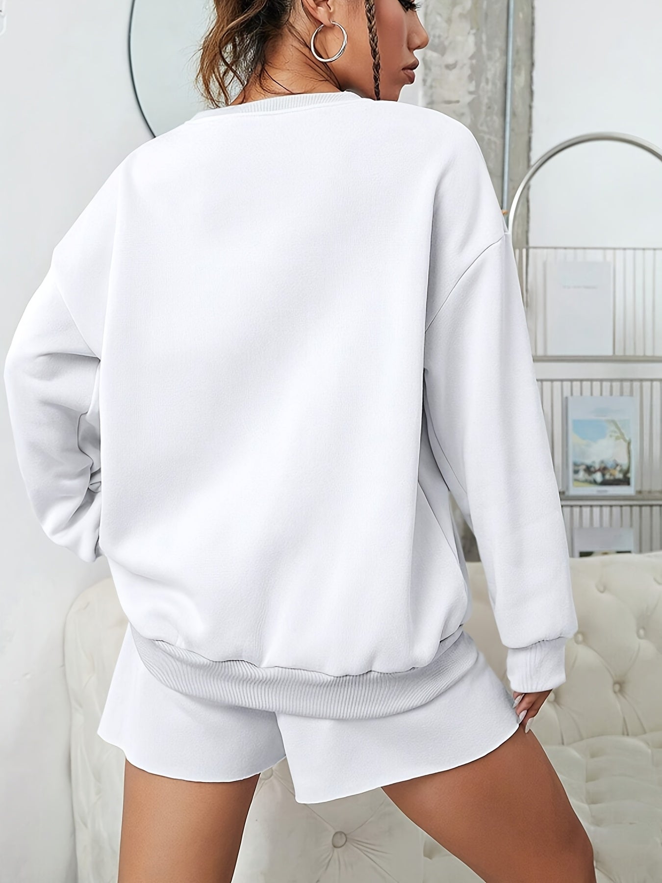 Patriotic USA Flag Women's Sweatshirt and Shorts Outfit Set