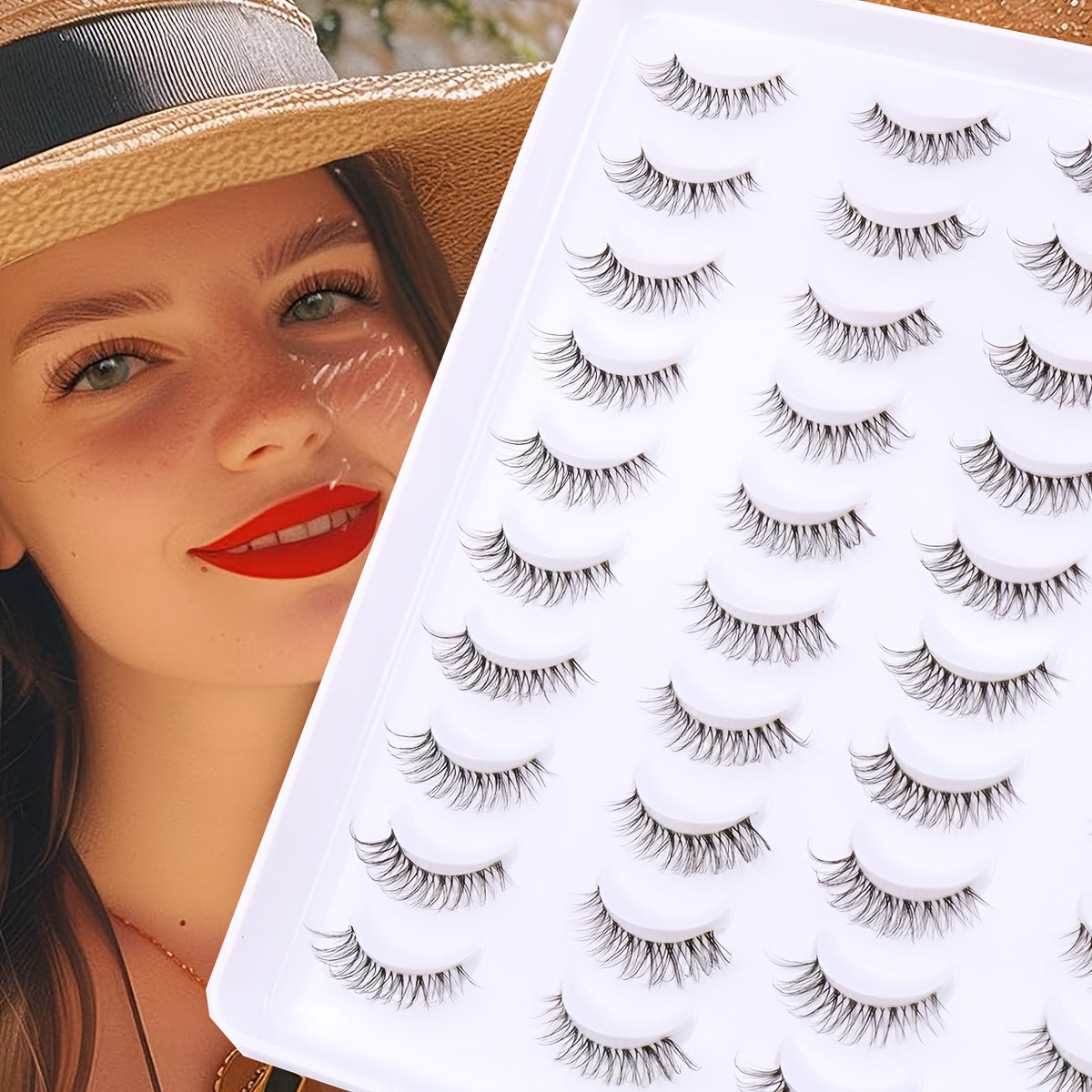 False Eyelashes - Natural, Long with Transparent Stem
