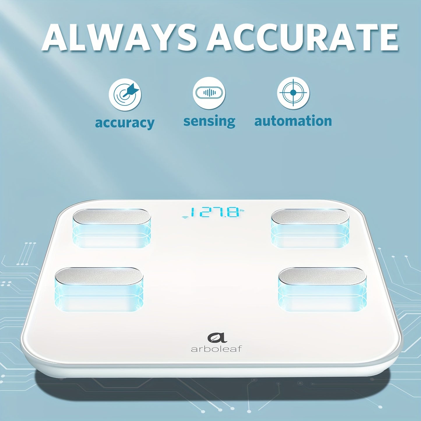 Arboleaf Smart Body Fat Scale - Advanced Weight & BMI Analysis With Wi-Fi Sync, 14 Essential Metrics, Unlimited Users & Data Storage, Professional Health Tracker For Home Gym