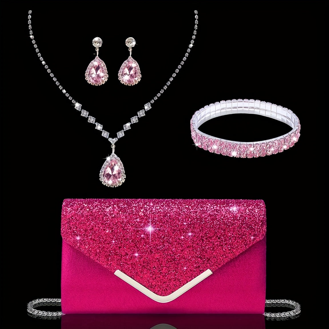 Elegant Rhinestone Evening Bag And Accessory Set For Occasions