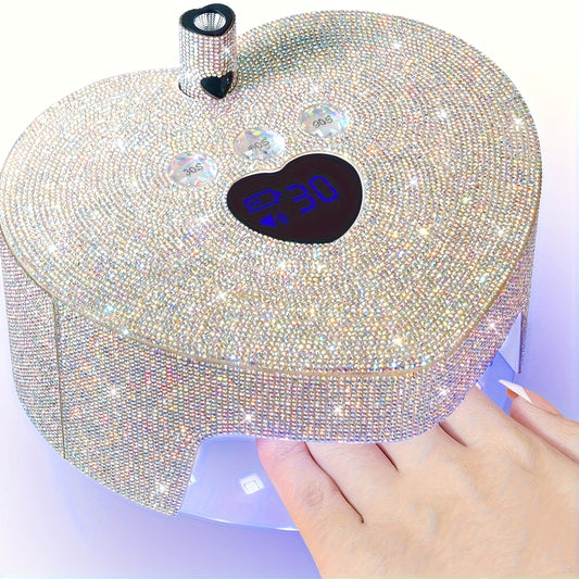 86W Cordless LED Nail Lamp with A Handheld Nail Lamp, 4 Timer Setting Touch Control & Auto Sensor for Gel Nail Polish with Sparkling Nail Rhinestones, with Heart Shape