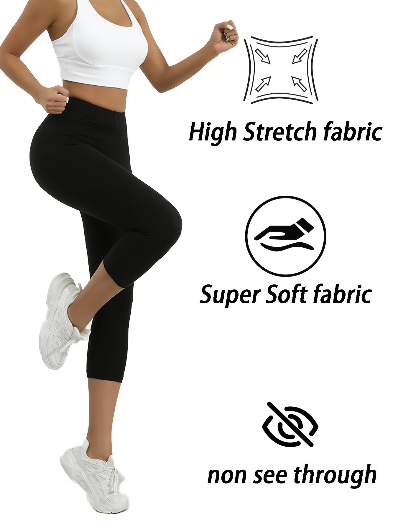 Super Soft 5pcs Capri Pants - No See Through Workout Running Yoga Athletic Leggings for Women