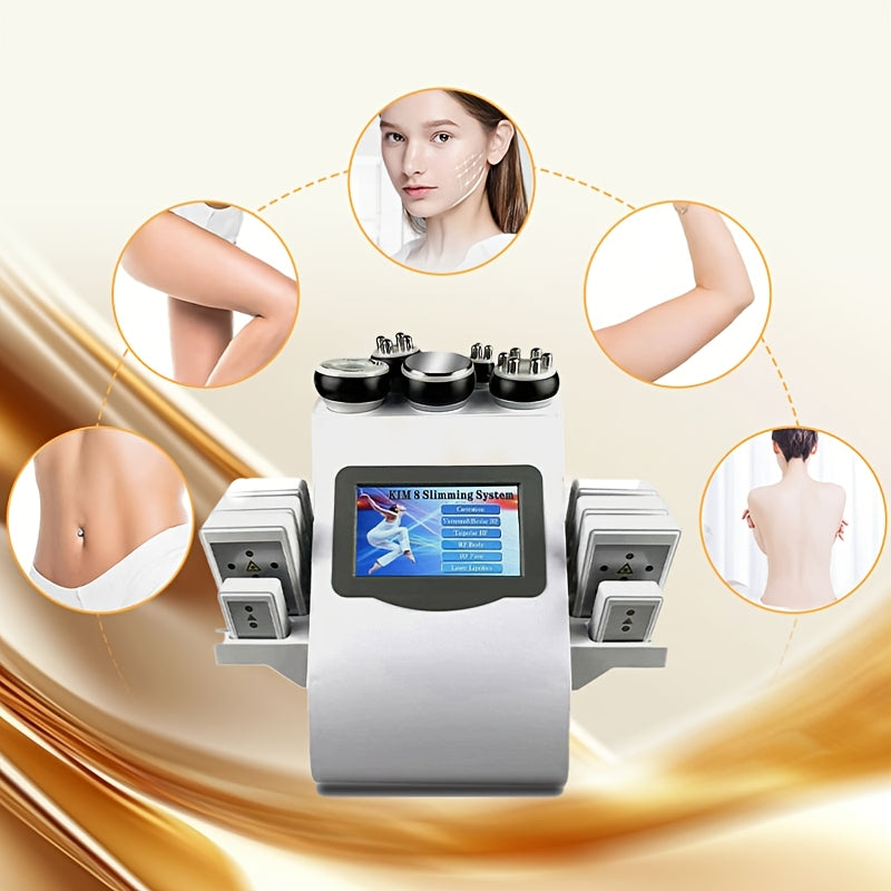 Christmas Gift: 6-in-1 Multi-Functional Body Massage& Skincare System| with Facial Care Tools, Large Screen& Remote Control| Plug-In Operation| White& Gray Design| Home Spa Beauty Device, Stylish Personal Massager,  Elegant S