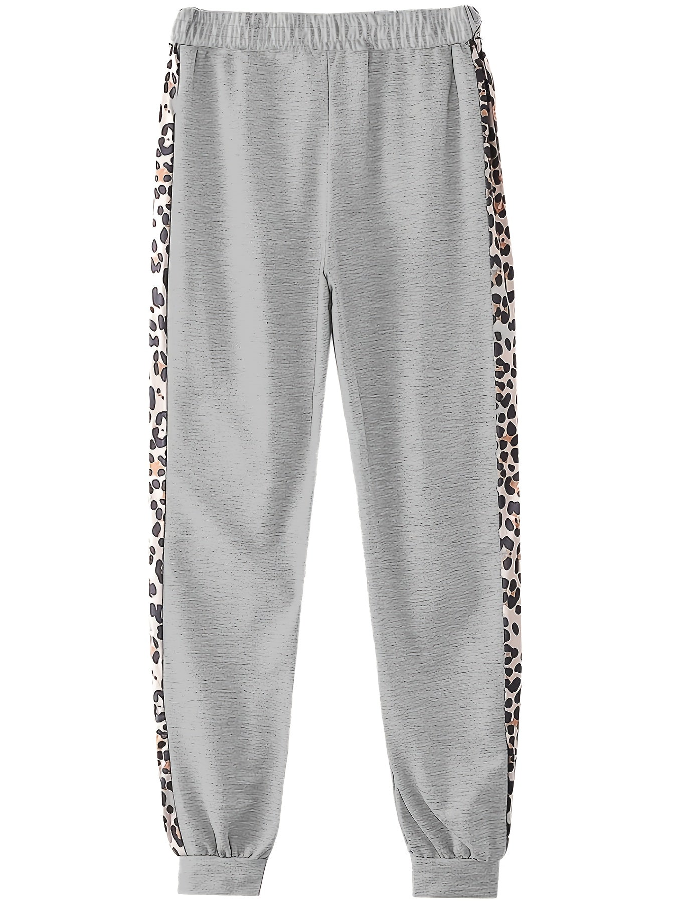 Elegant Leopard Print Two Piece Set With Zip Up Hoodie