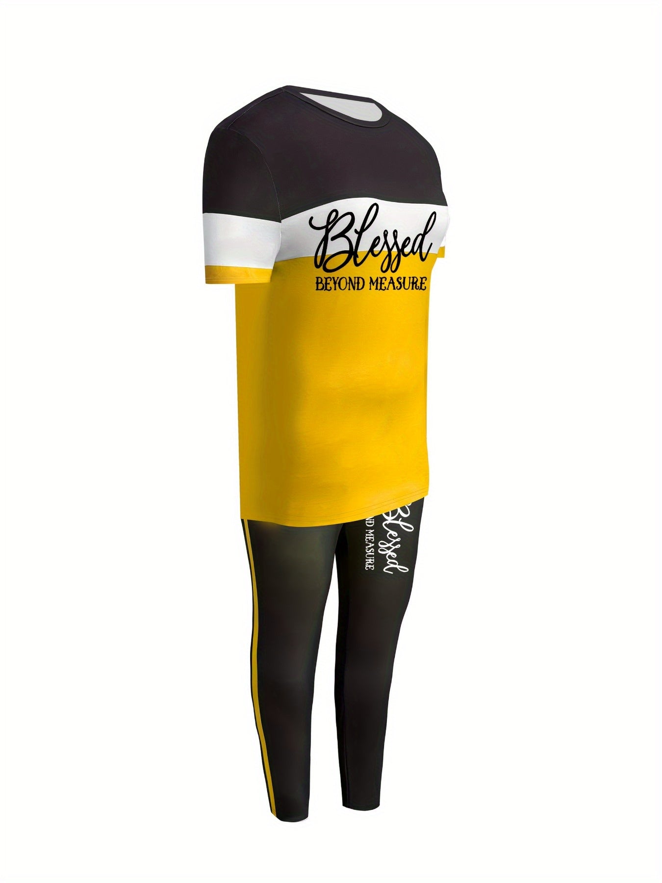 Womens Two Piece Set Blessed Pattern T Shirt And Pants