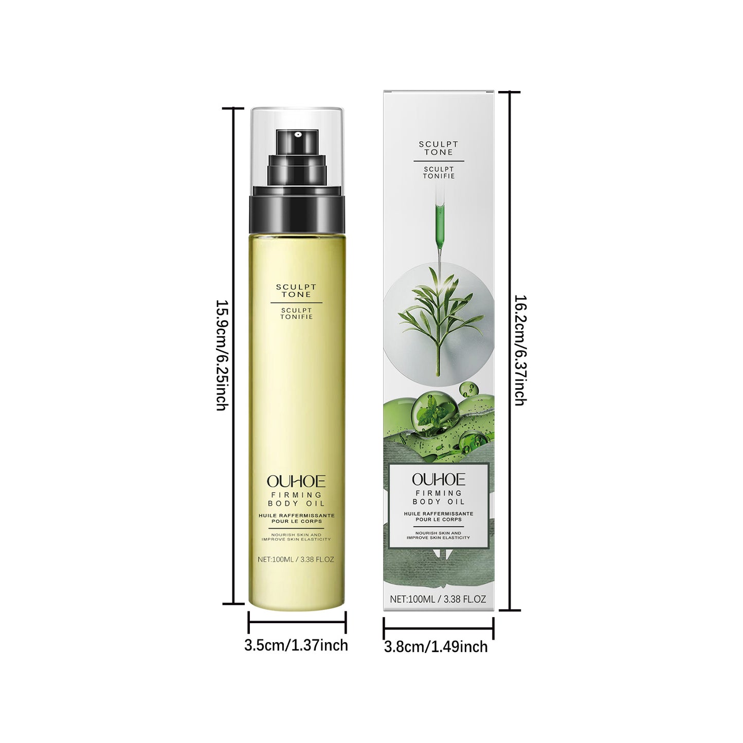 2pcs Light Beige Tightening Massage Care Oil, Rich in Jojoba Seed Oil, Moringa Seed Oil, Collagen, Vitamin E, and Rosemary Leaf Oil, Gently Moisturizes and Tightens The Light Beige, Refreshing and Non Greasy. It Is A Body Mas