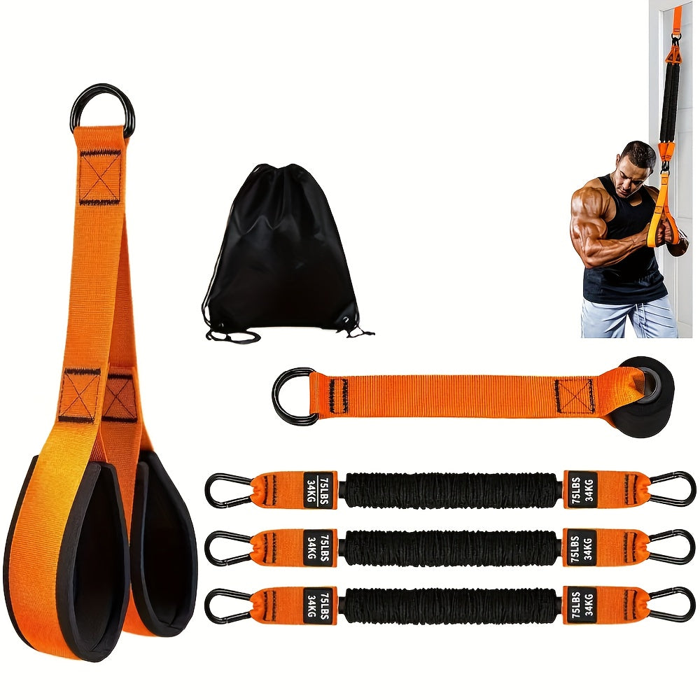 Heavy-Duty Latex Resistance Bands Set 75-225 Lbs Adjustable