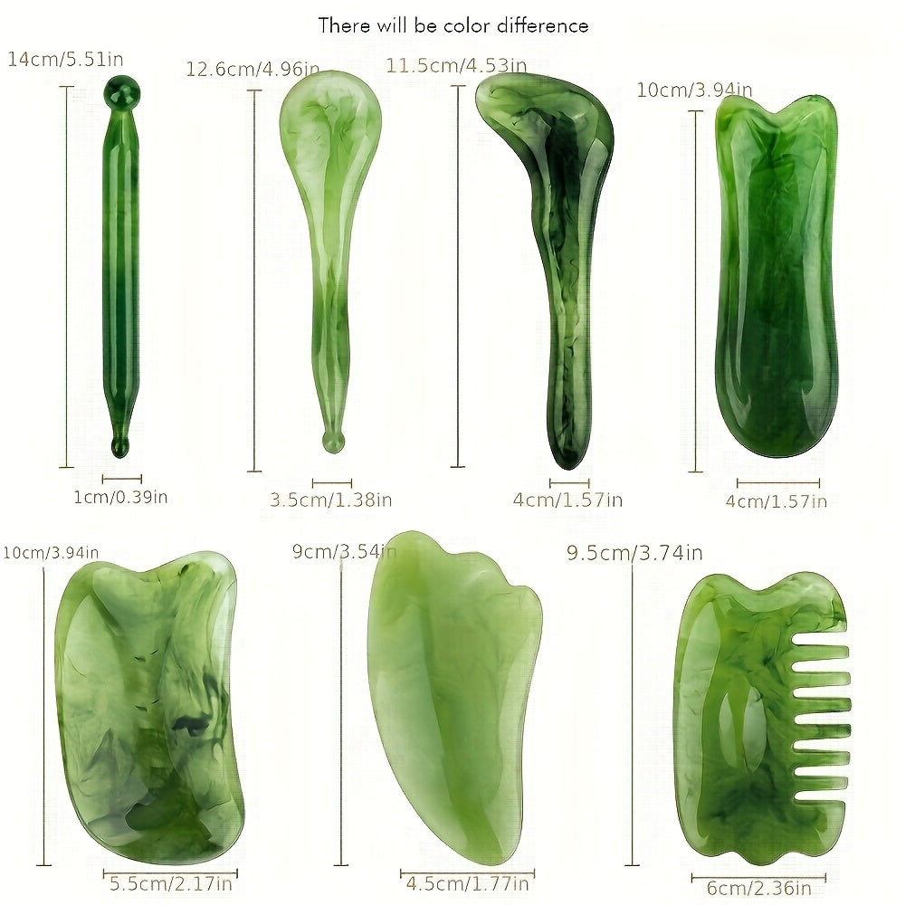 Gua Sha Facial Massage Set Jade Rose Quartz Tools Bag