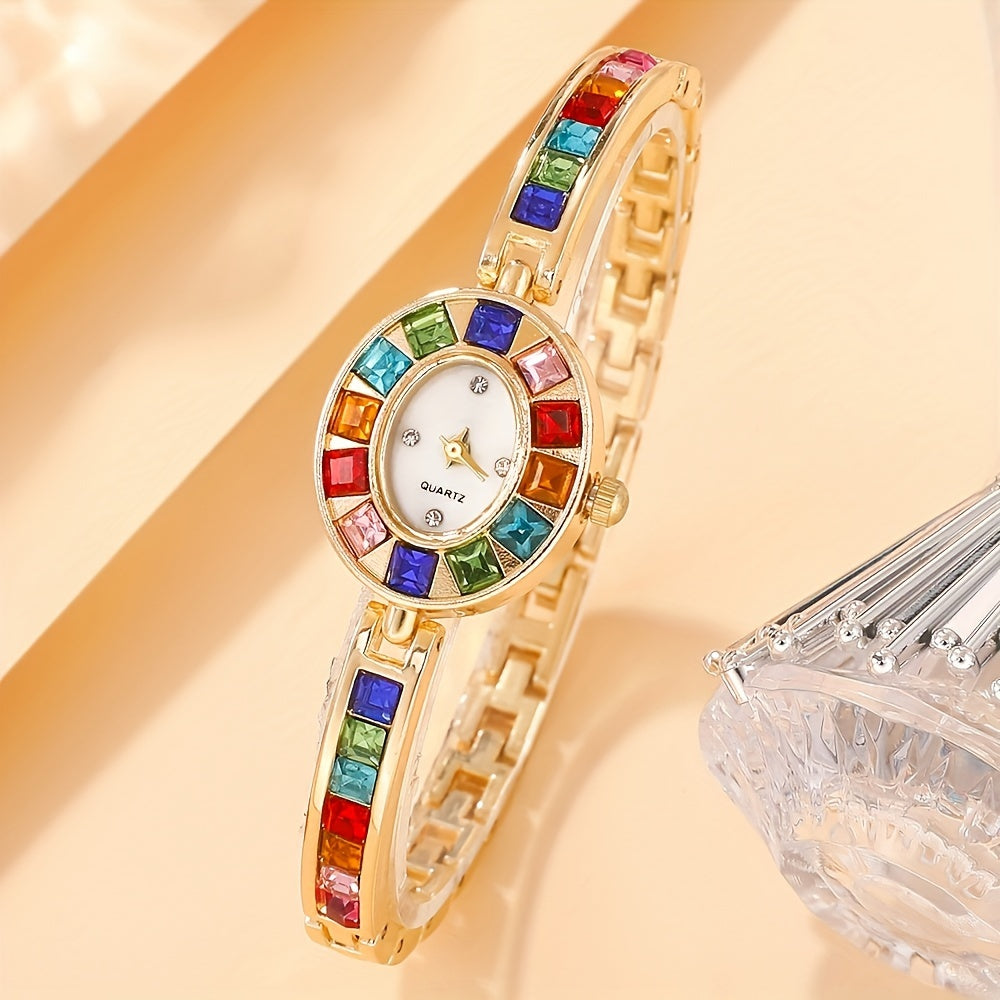 Elegant Golden-Tone Quartz Watch for Women with Luxury Strap
