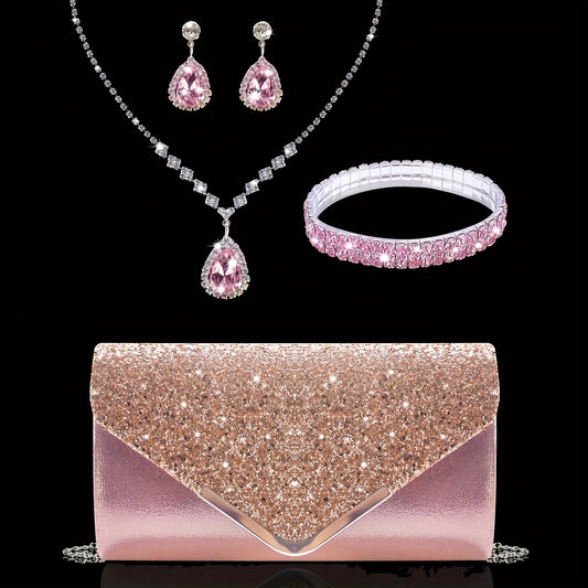 Elegant Rhinestone Evening Bag And Accessory Set For Occasions