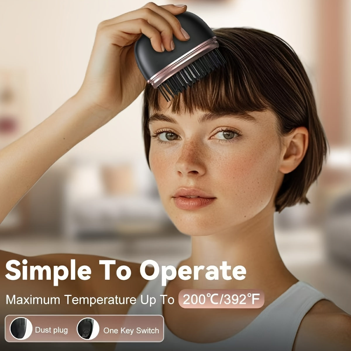 Mini Cordless Hair Straightener Comb For Bangs Portable USB