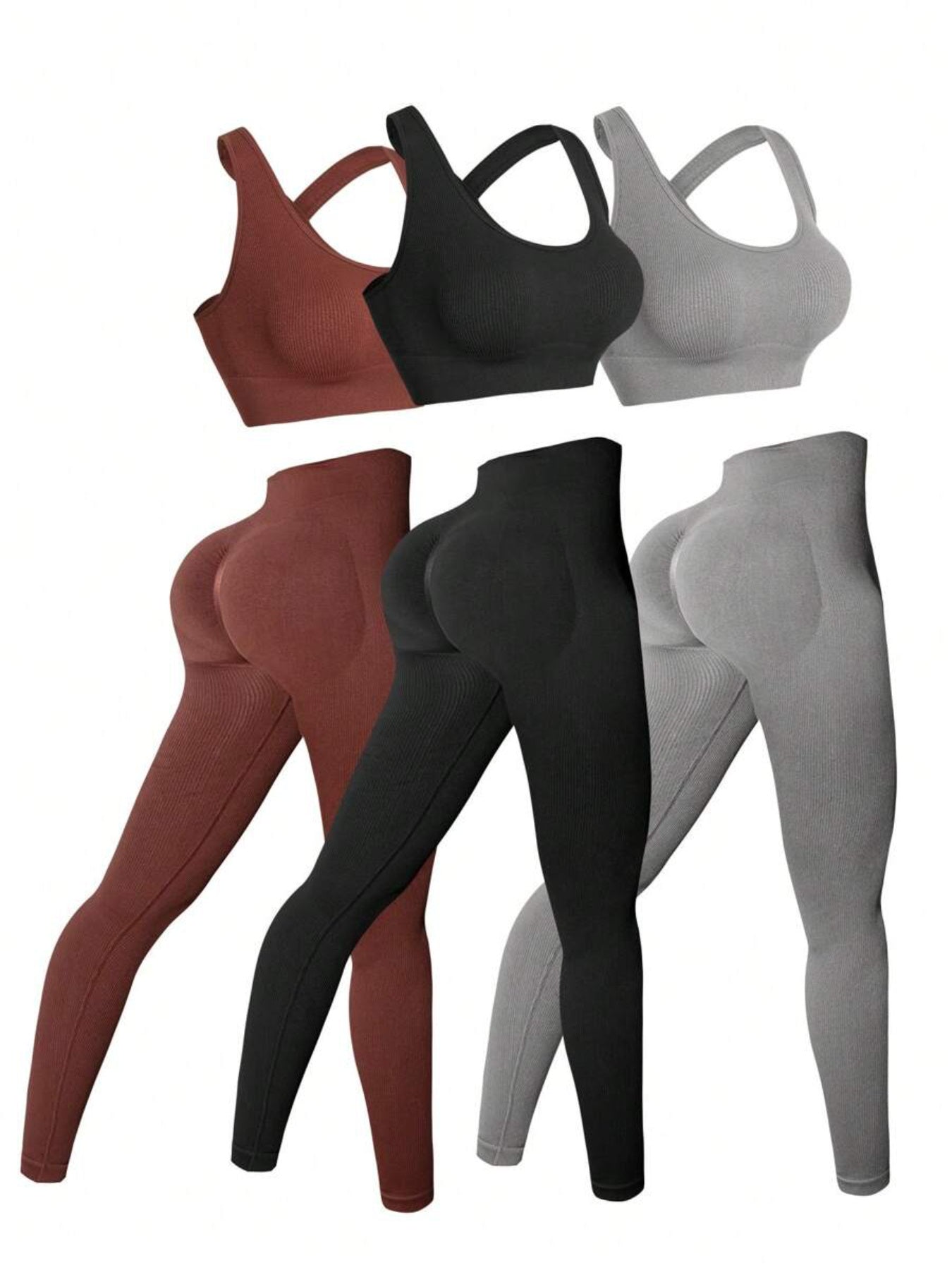 Three Seamless Women's High-Stretch Activewear Sets for Ultimate Comfort