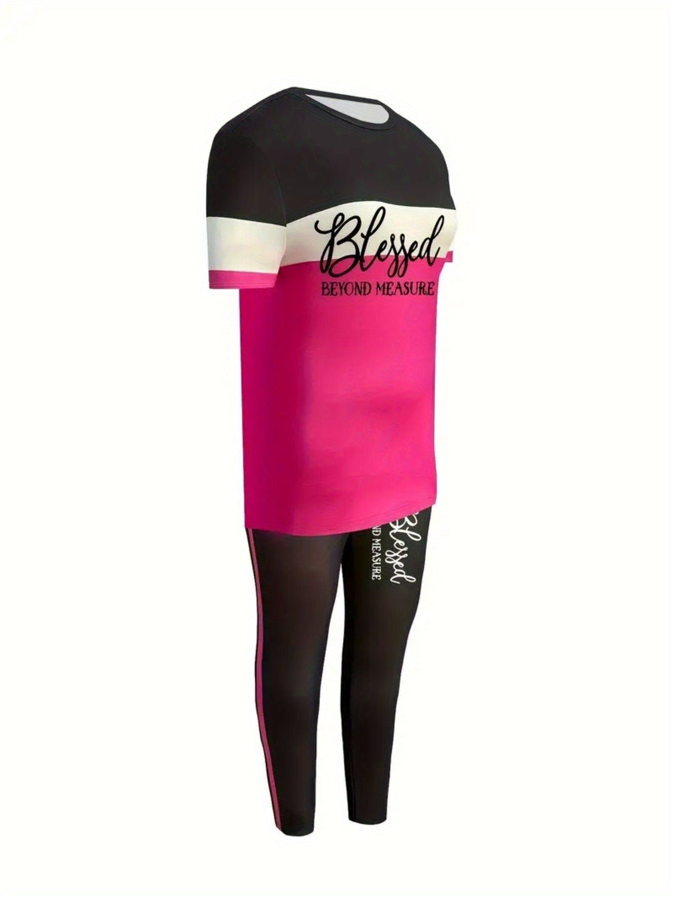 Womens Two Piece Set Blessed Pattern T Shirt And Pants