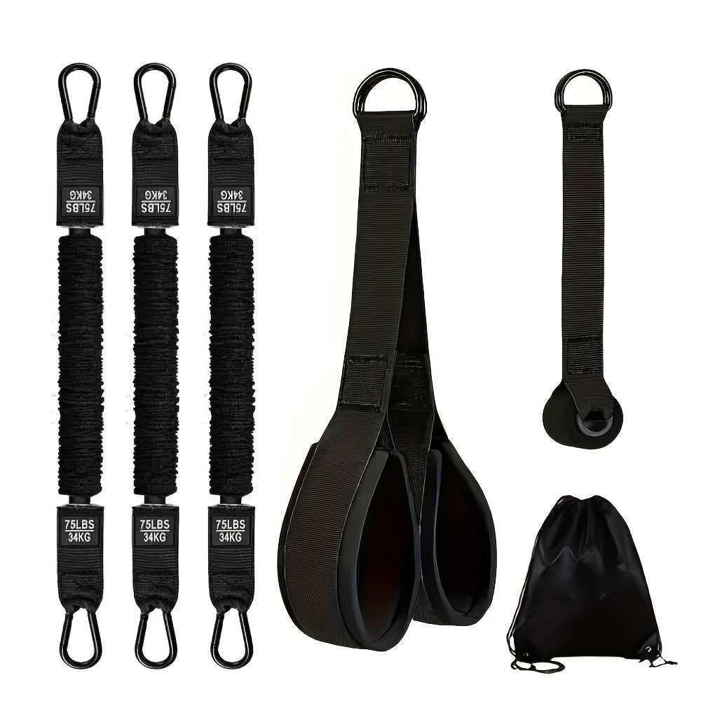Heavy-Duty Latex Resistance Bands Set 75-225 Lbs Adjustable