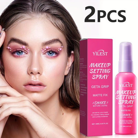 2/4pcs Matte Spray - 24-Hour Long-Lasting Hold, Oil-Free Matte Finish, Hydrating & Non-Sticky, 2.03fl.oz, Fragrance-Free, Vitamin C Enriched, Daily Facial Care, Suitable for All Light Beige Types, Suitable for All Hair Types