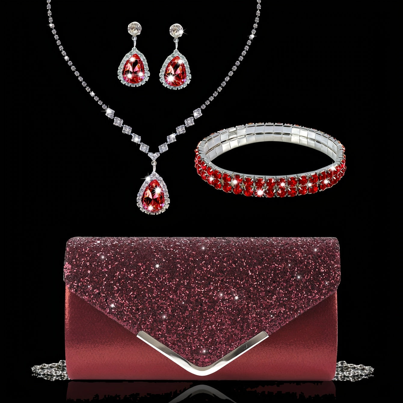 Elegant Rhinestone Evening Bag And Accessory Set For Occasions