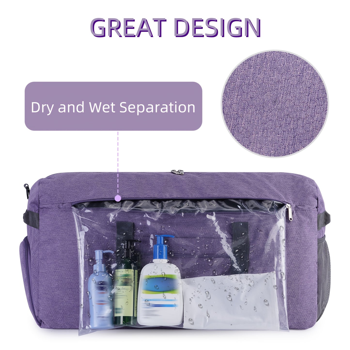 [Travel Duffle Bag] Foldable Weekender Bag - Travel Duffle Bag With Shoes Compartment And Wet Pocket - Portable Travel Bag For Men Women