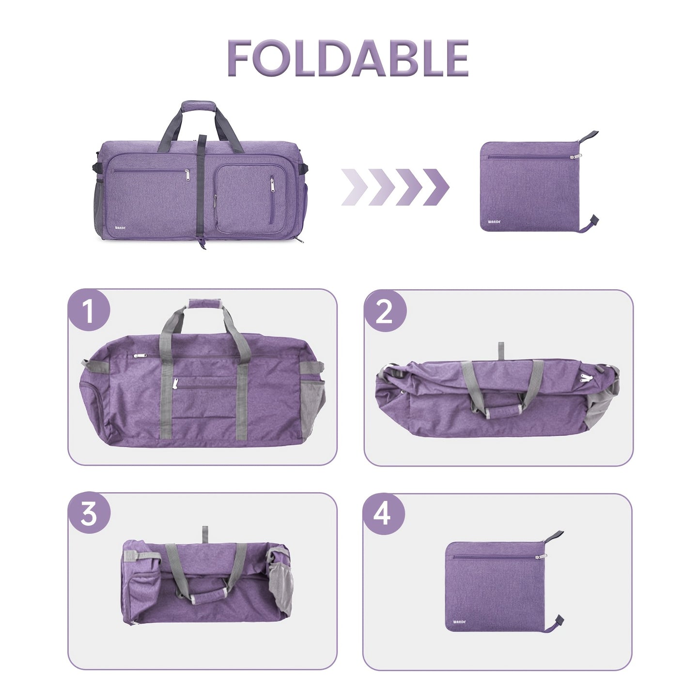 [Travel Duffle Bag] Foldable Weekender Bag - Travel Duffle Bag With Shoes Compartment And Wet Pocket - Portable Travel Bag For Men Women