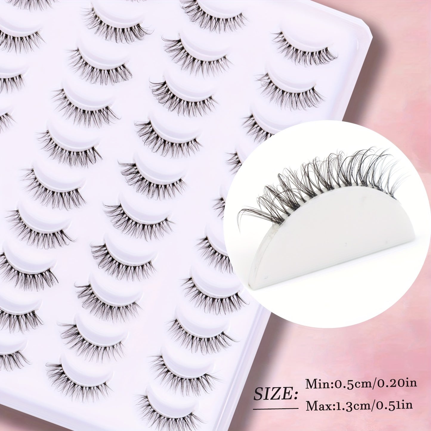 False Eyelashes - Natural, Long with Transparent Stem