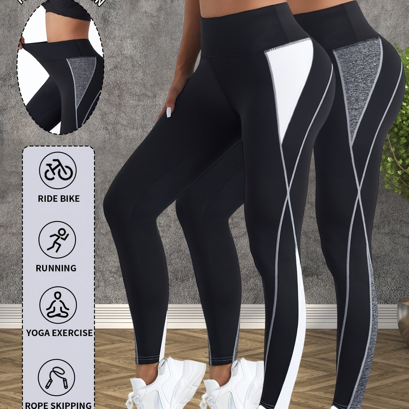 2-Pack Women's Non-See-Through Yoga Pants - High-Waisted Tummy Control Leggings, Quick-Dry Stretchy Workout Pants for Gym, Running, Pilates - Non-Slip Grip & All-Season Fitness Apparel (Machine Washable) - Ideal Gift for Wome