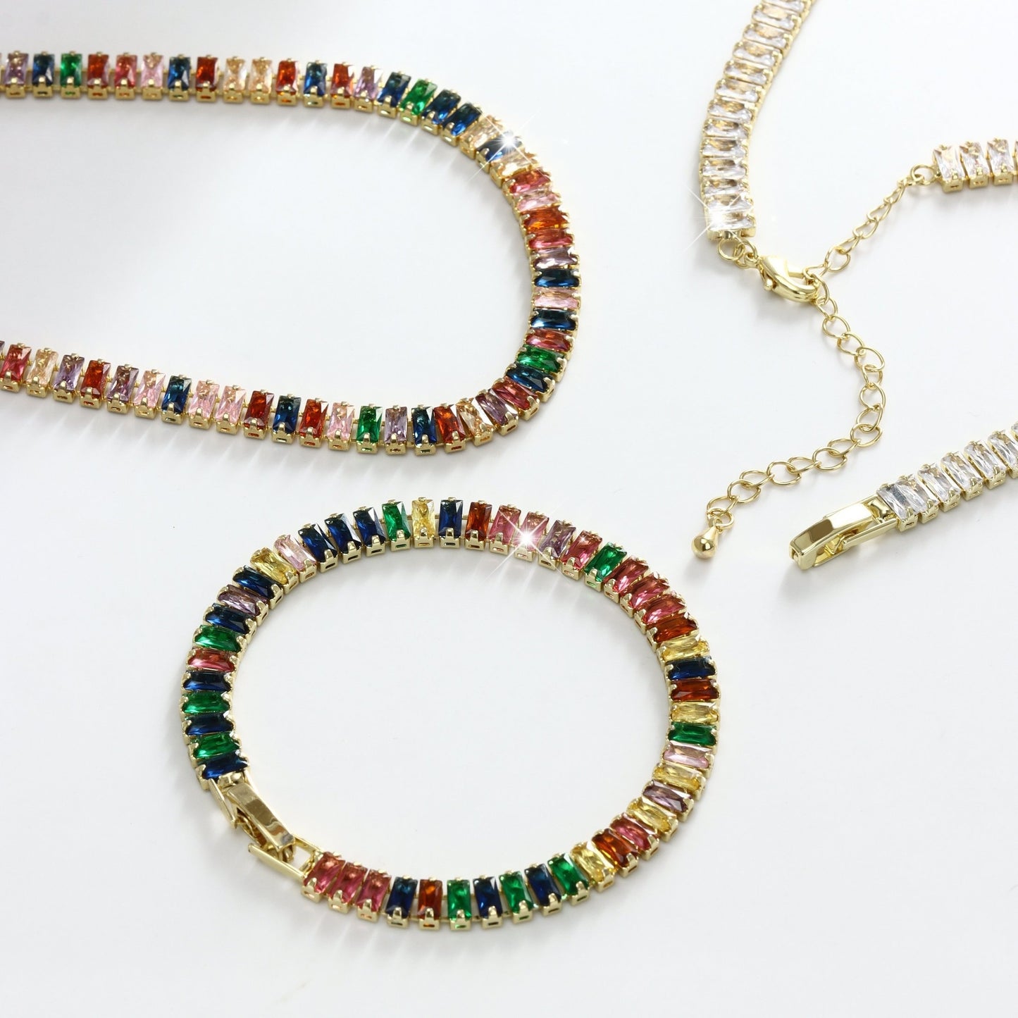 Elegant S925 Silver Bracelet And Necklace Set With Natural Stones