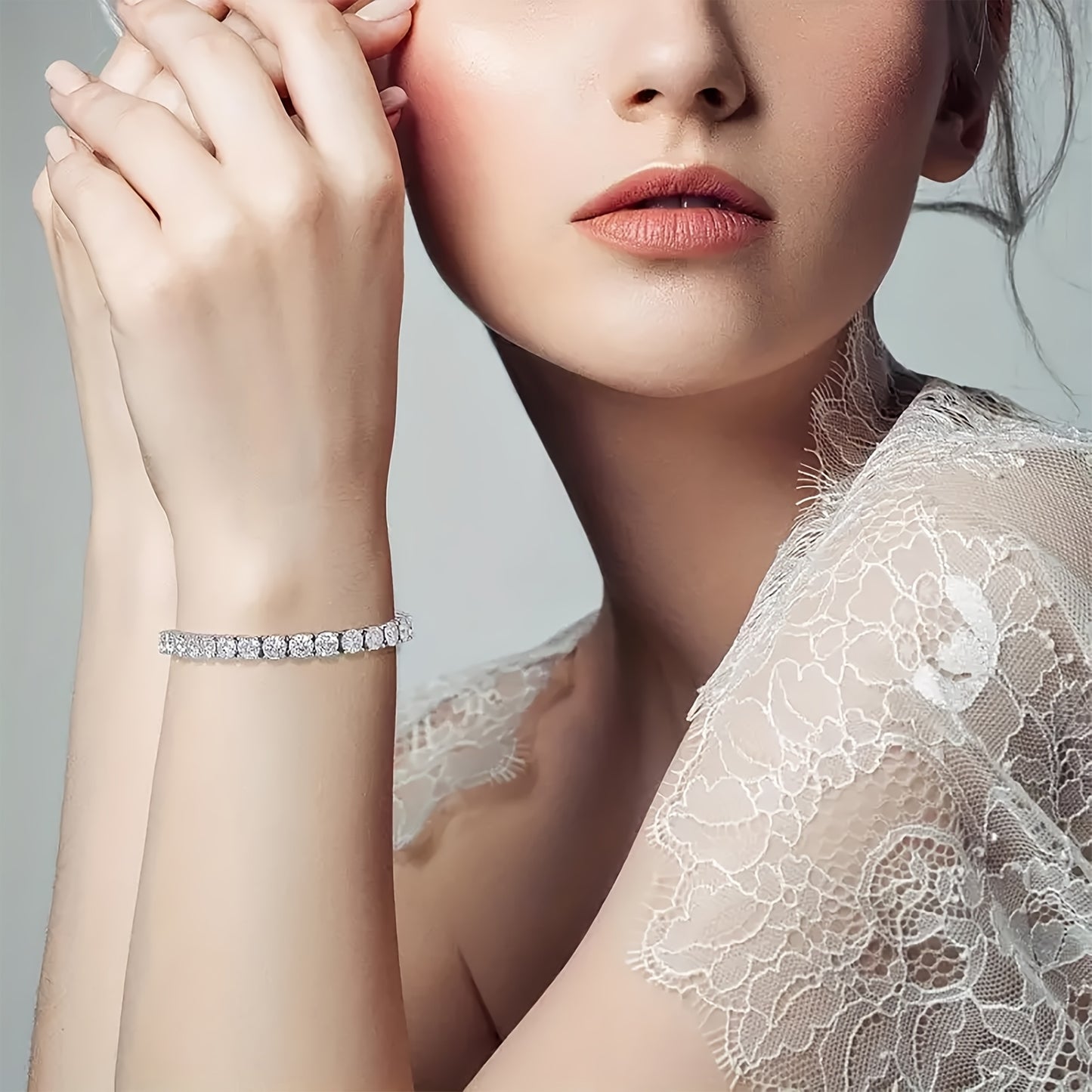 4mm S925 Pure Tennis Bracelet with a Row of Moissanite, Luxurious and Elegant Style Tennis Bracelet for Women, Bright Cut, Suitable for Wedding, Birthday, Anniversary, New Year Gift, Mother's Day Gift