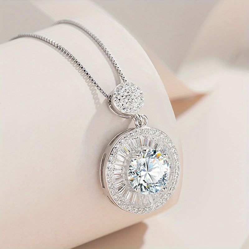 925 Sterling Silver Moissanite Necklace 2 Carat 18K Gold Plated