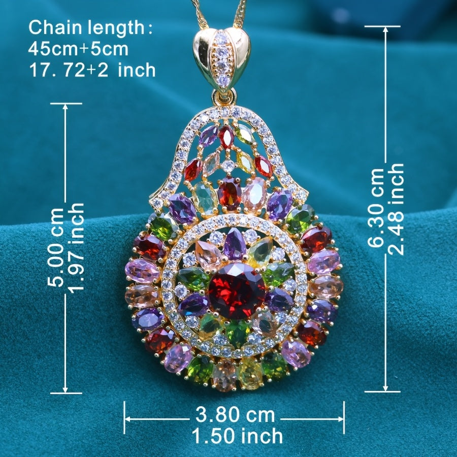 Elegant Bohemian 18K Gold Plated Zircon Pendant Necklace