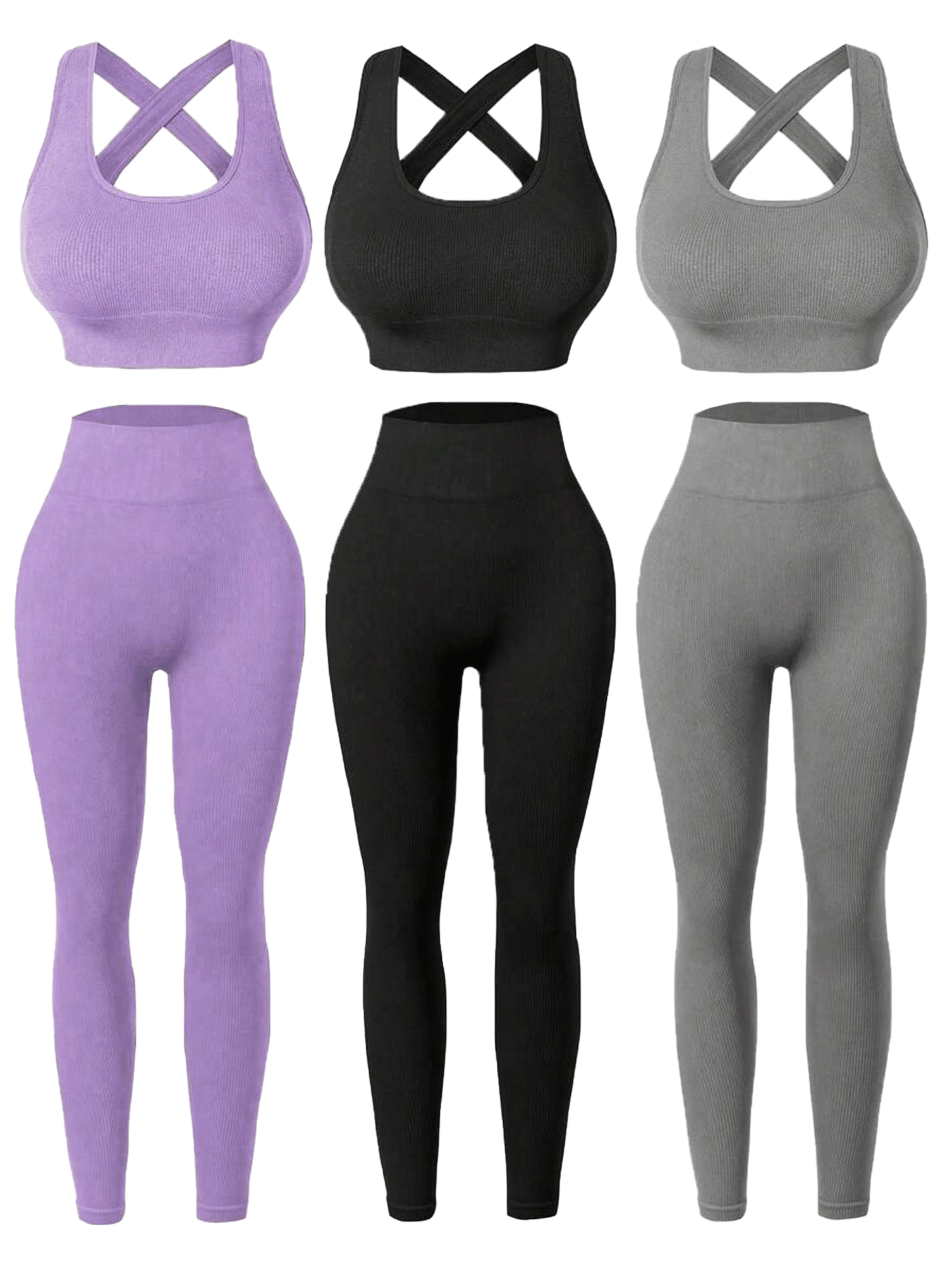 Three Seamless Women's High-Stretch Activewear Sets for Ultimate Comfort