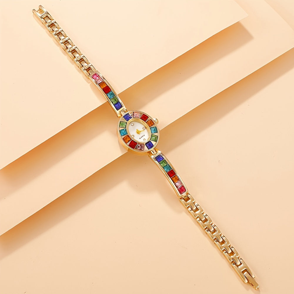 Elegant Golden-Tone Quartz Watch for Women with Luxury Strap