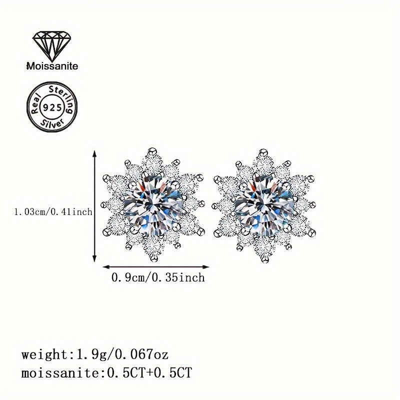 Silver Platinum Plated Moissanite Mosaic Earrings