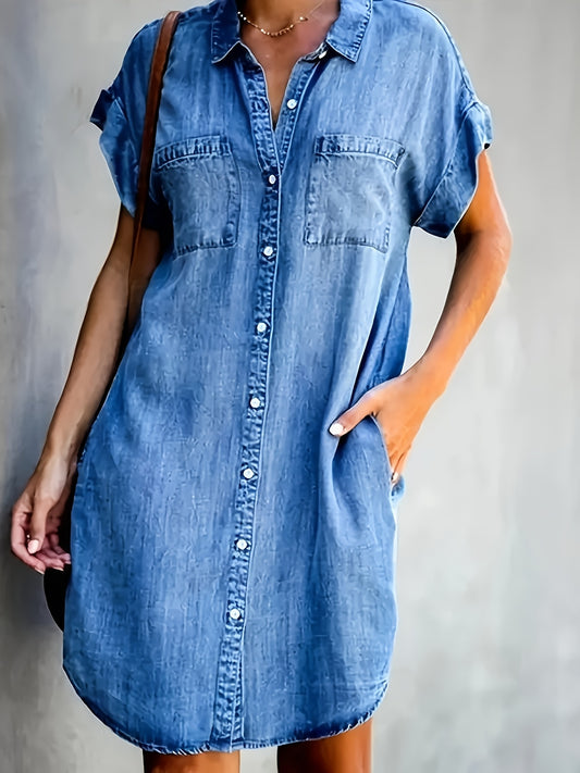 Lightweight Denim-Like Shirt Dress for Casual Everyday Wear