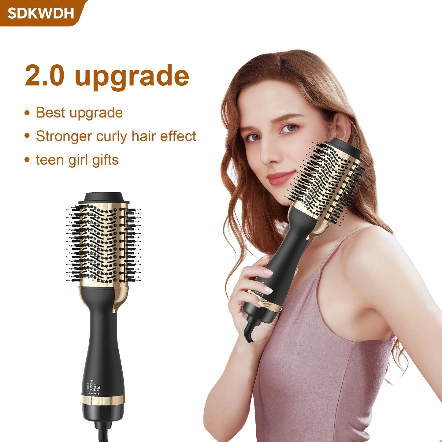 [One-step Styling] 4in 1 Golden Hair Dryer Brush | 1500W | 360 Degree Swivel Plug | One-step Hot Air Styling with Curling Comb | Girly Girl's Gift | Valentine's Day Gift